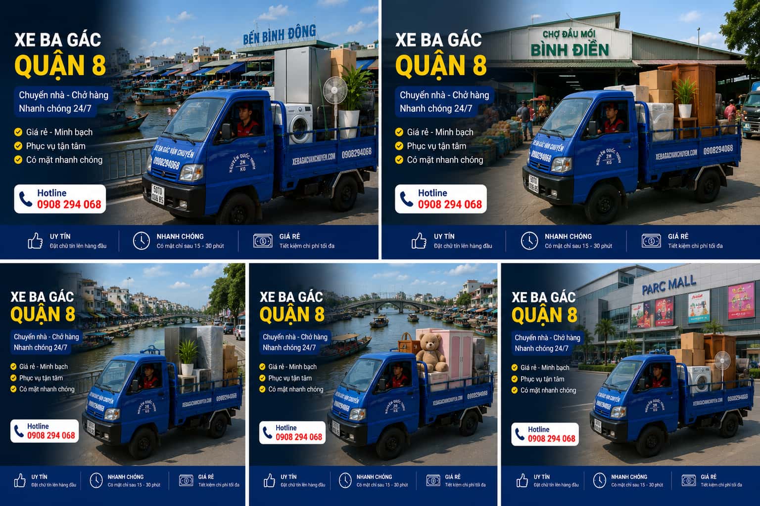 Dịch vụ Xe Ba Gác Chở Hàng Thuê Quận 8 Giá Rẻ