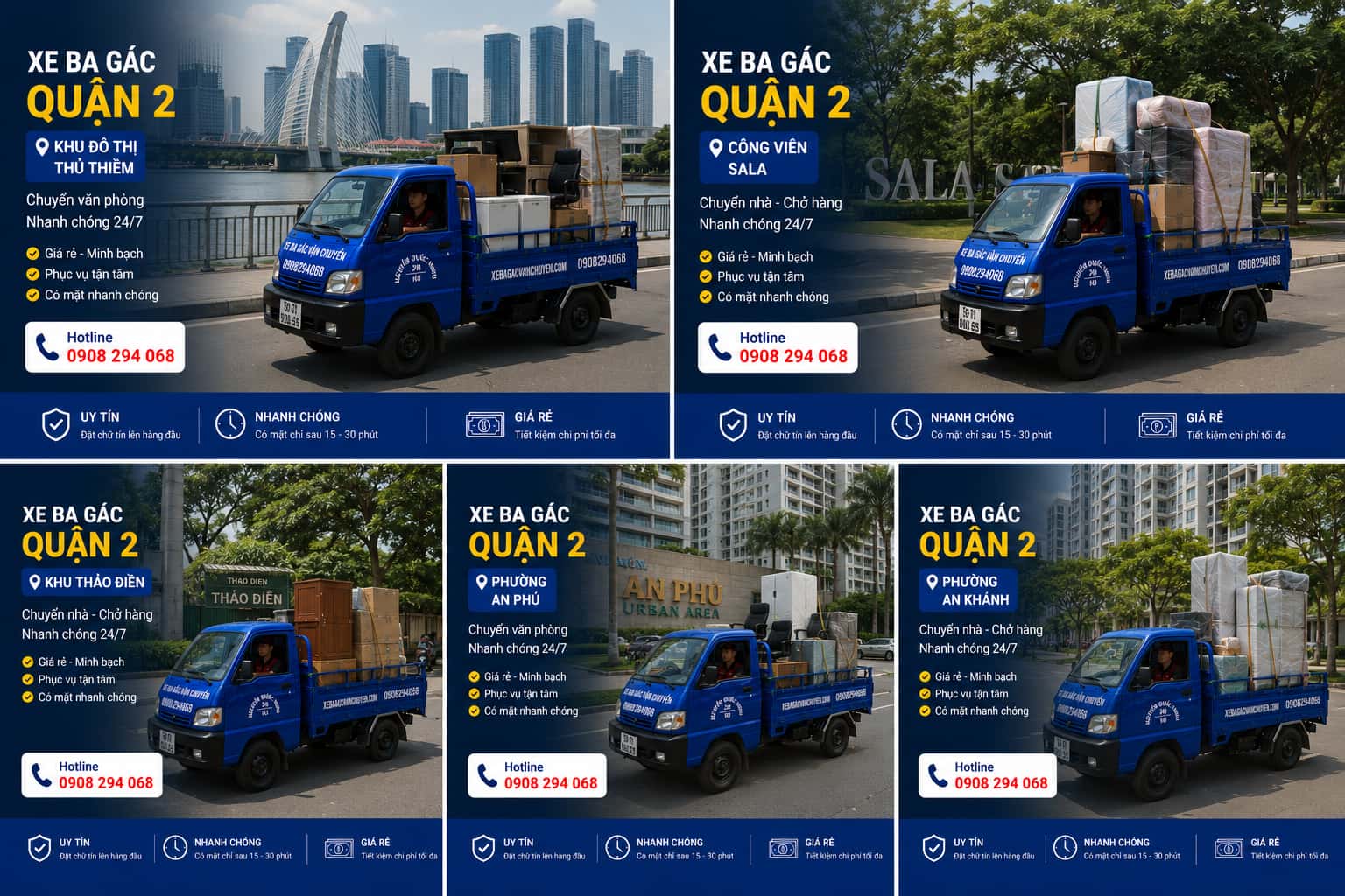 Xe Ba Gác Chở Hàng Thuê Quận 2 Giá Rẻ