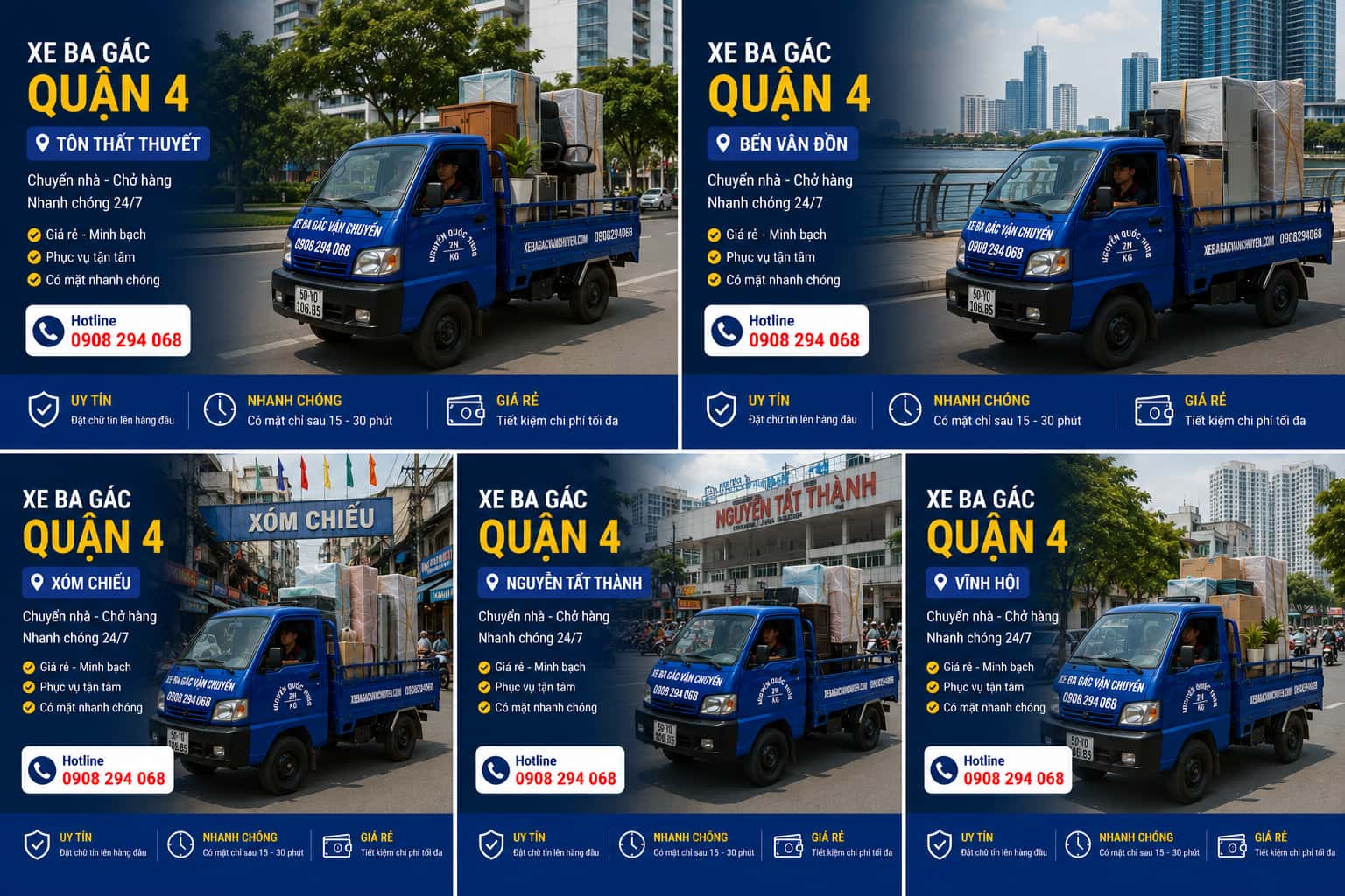 Xe Ba Gác Chở Hàng Thuê Quận 4 Giá Rẻ