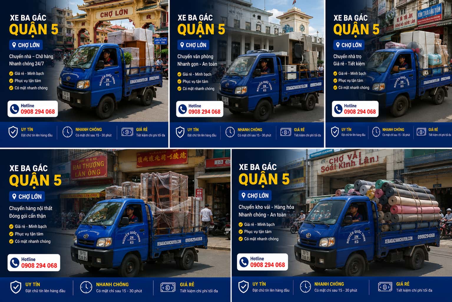 Xe Ba Gác Chở Hàng Thuê Quận 5 Giá Rẻ