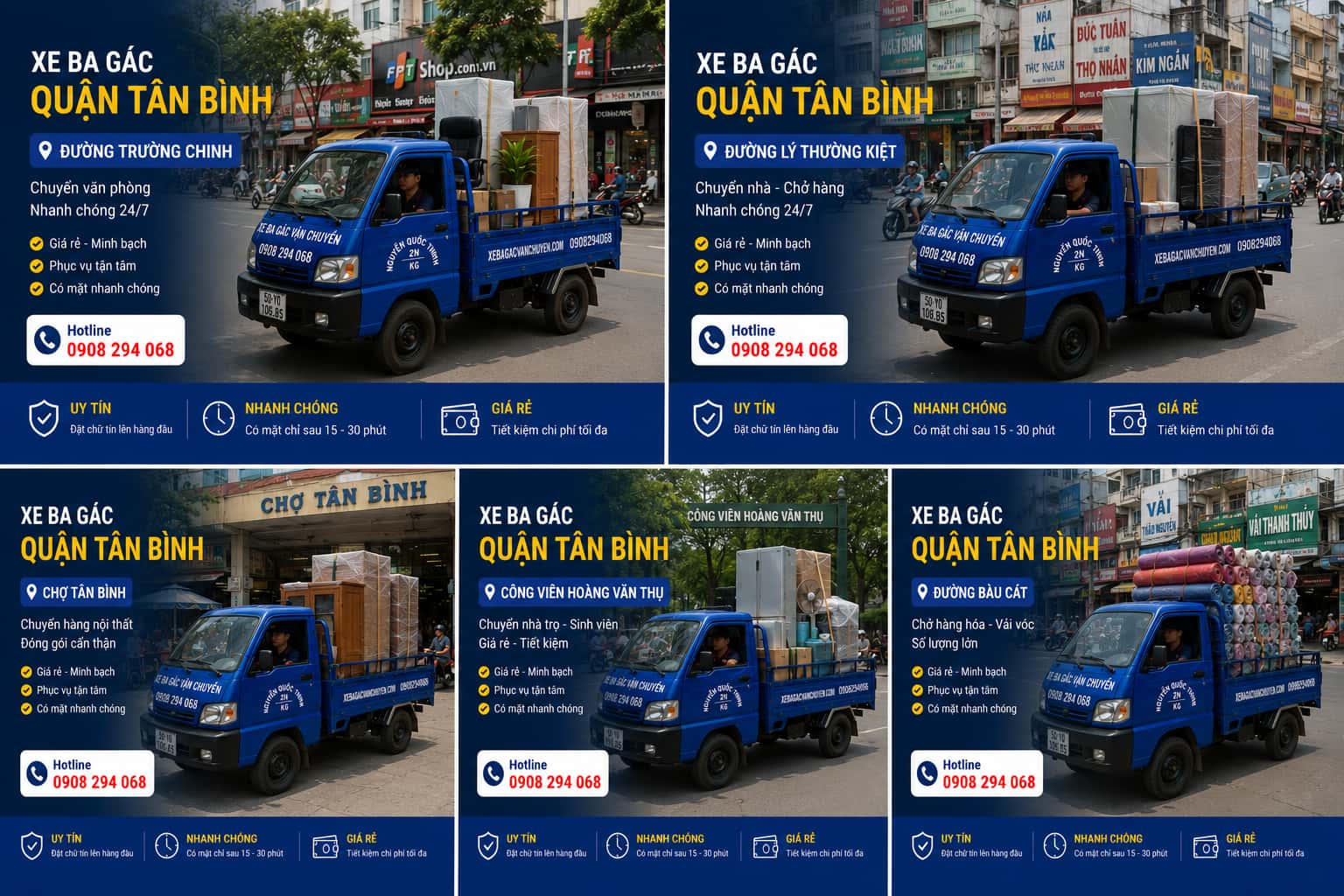 Xe Ba Gác Chở Hàng Thuê Quận Tân Bình Giá Rẻ