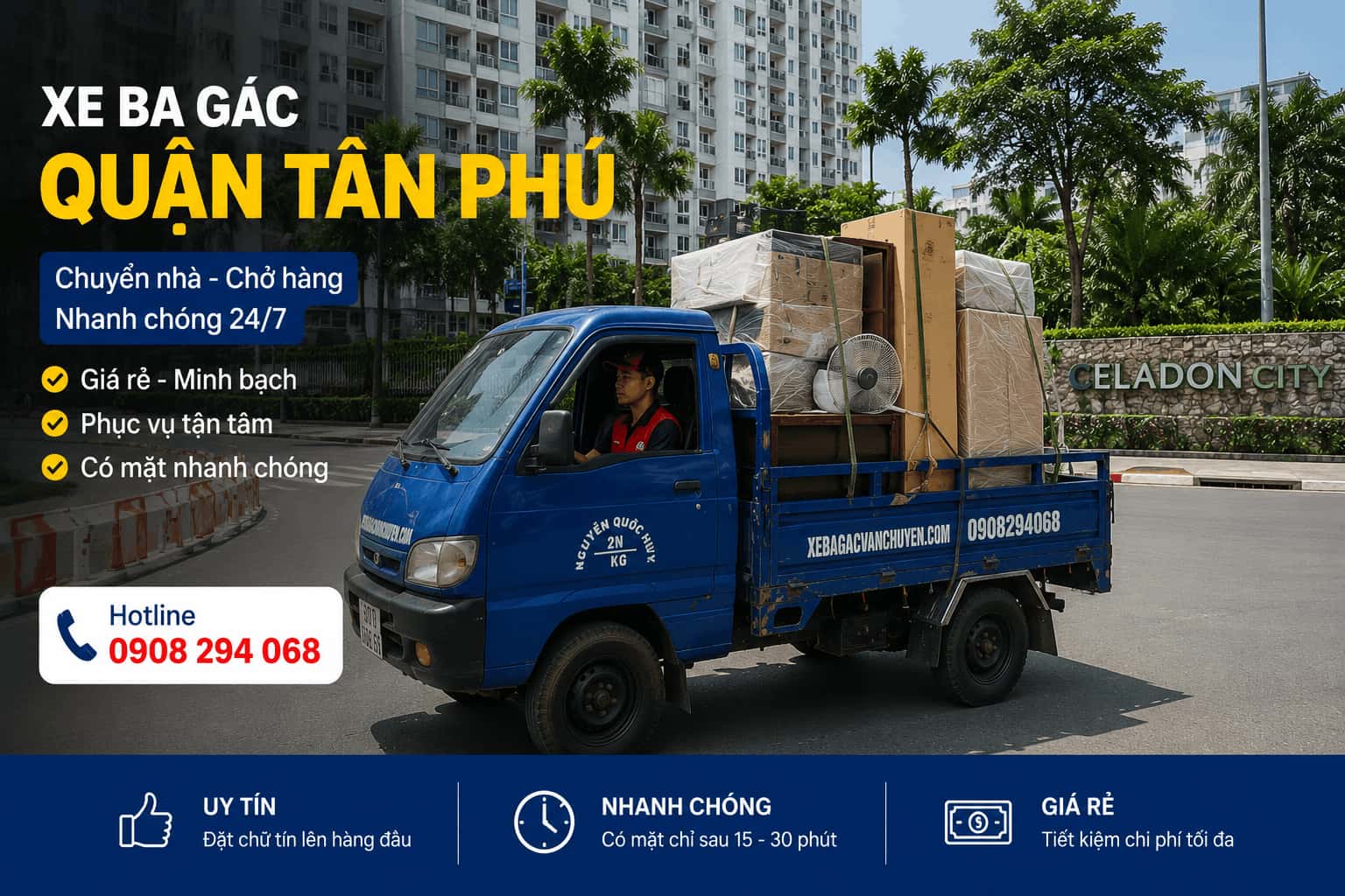 Thuê xe ba gác Quận Tân Phú
