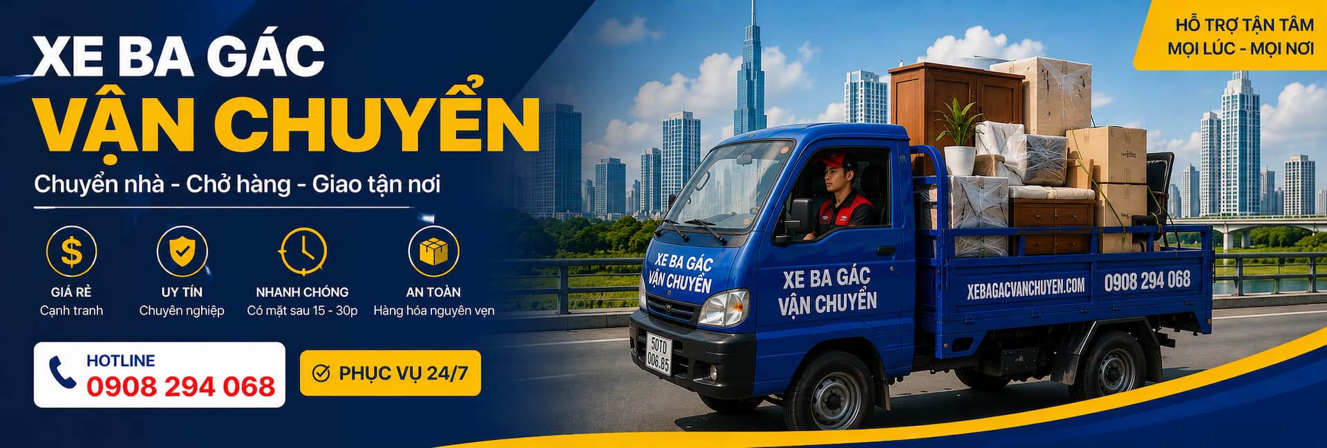 Xe Ba Gác Vận Chuyển - Dịch Vụ Chở Thuê Hàng Hóa Giá Rẻ, Uy Tín Tại TPHCM