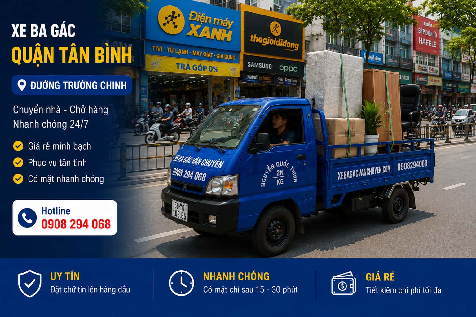 Xe Ba Gác Chở Hàng Thuê Quận Tân Bình Giá Rẻ
