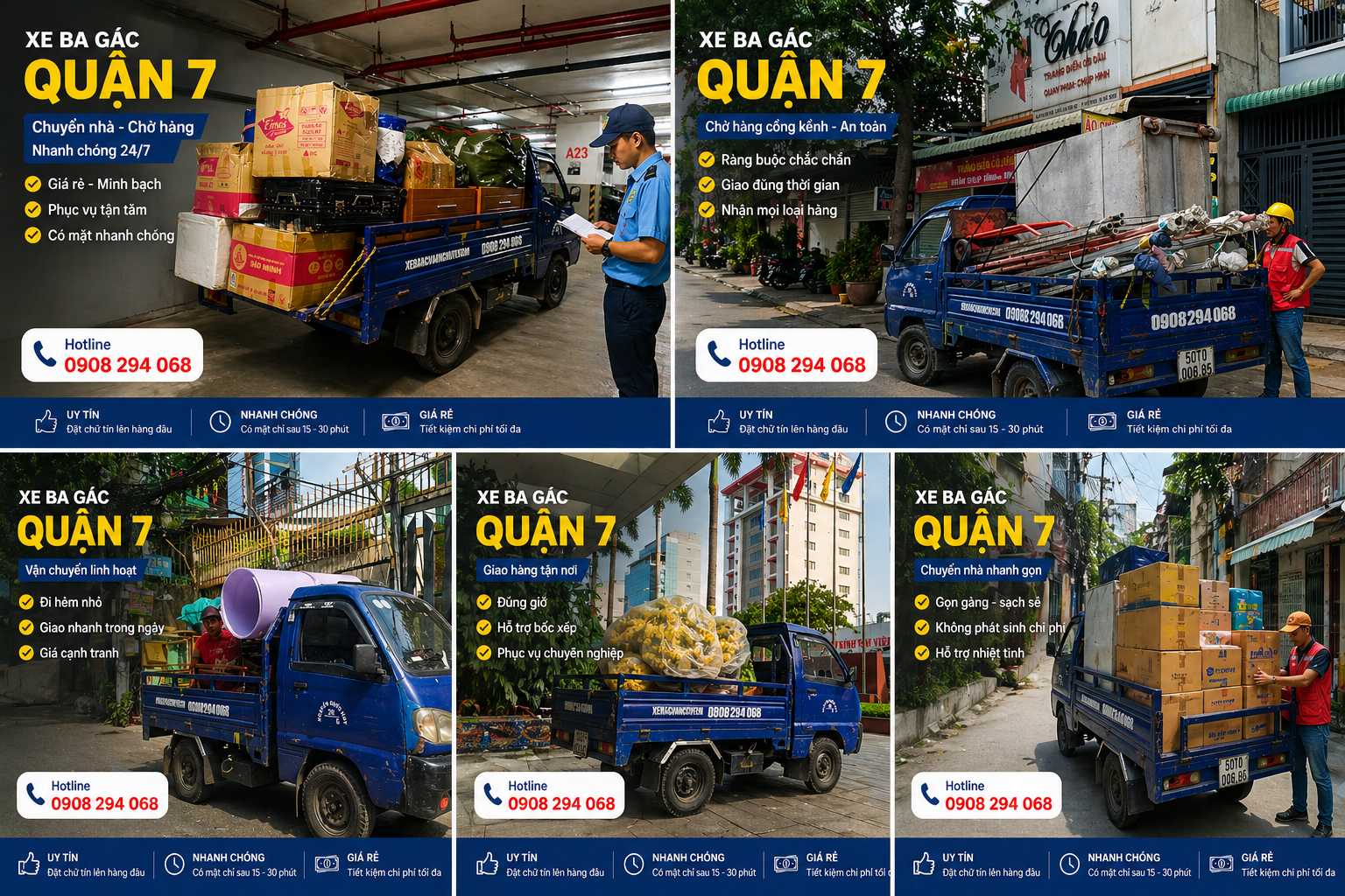 Xe ba gác chở thuê quận 7