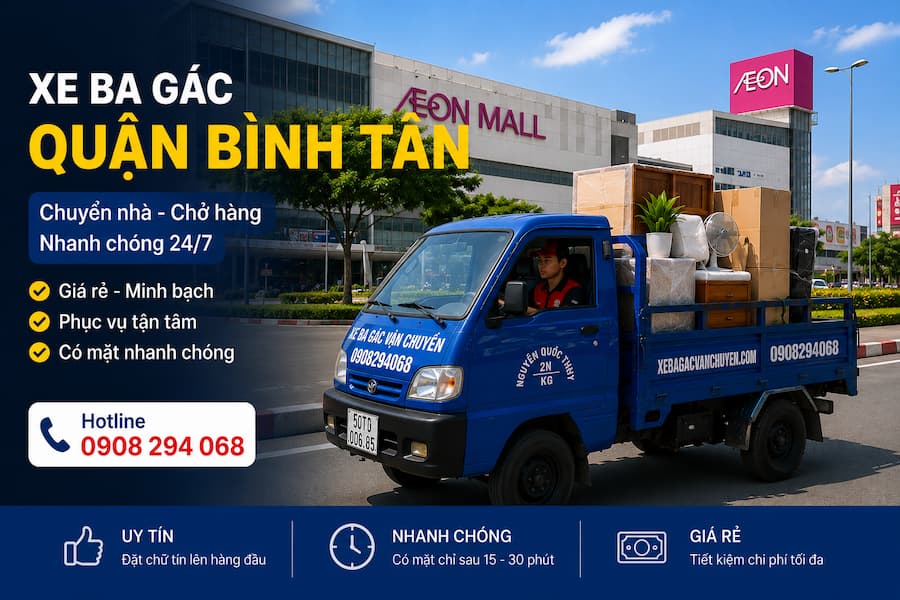 Xe ba gác chở hàng thuê quận Bình Tân