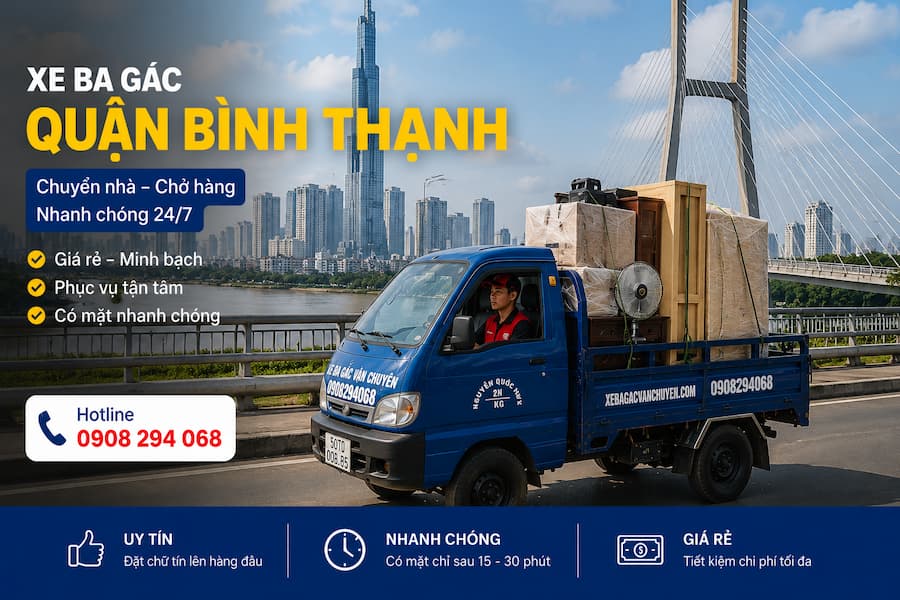 Xe ba gác chở hàng quận Bình Thạnh