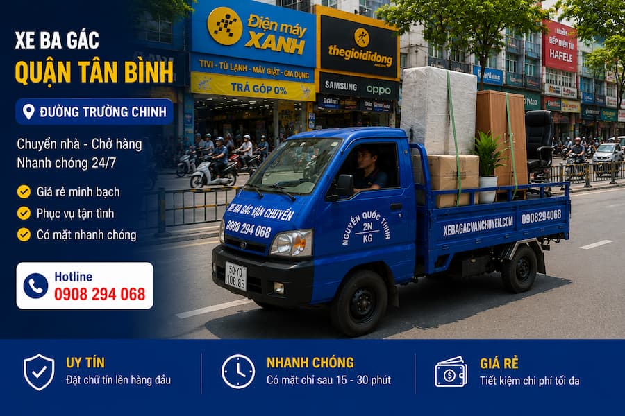 Xe ba gác chở thuê quận Tân Bình