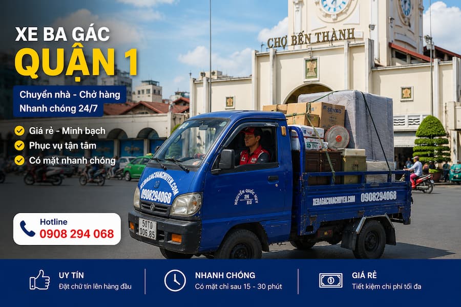 Xe ba gác chở hàng thuê quận 1