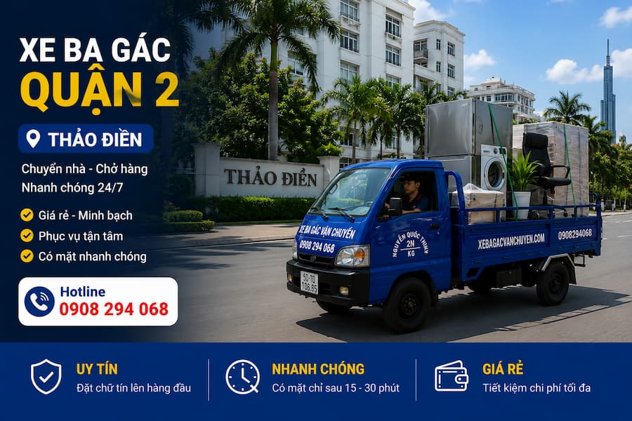 Xe ba gác chở thuê quận 2