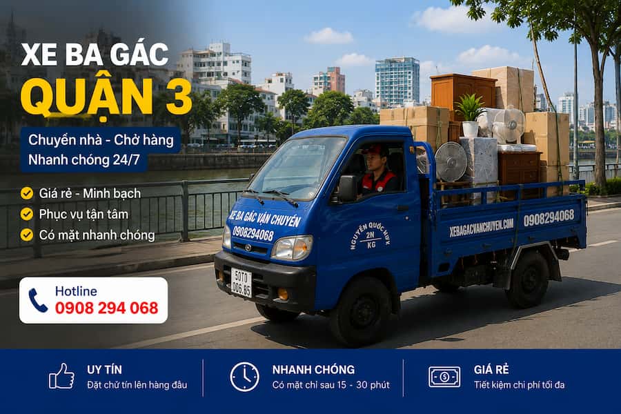 Xe ba gác chở thuê quận 3