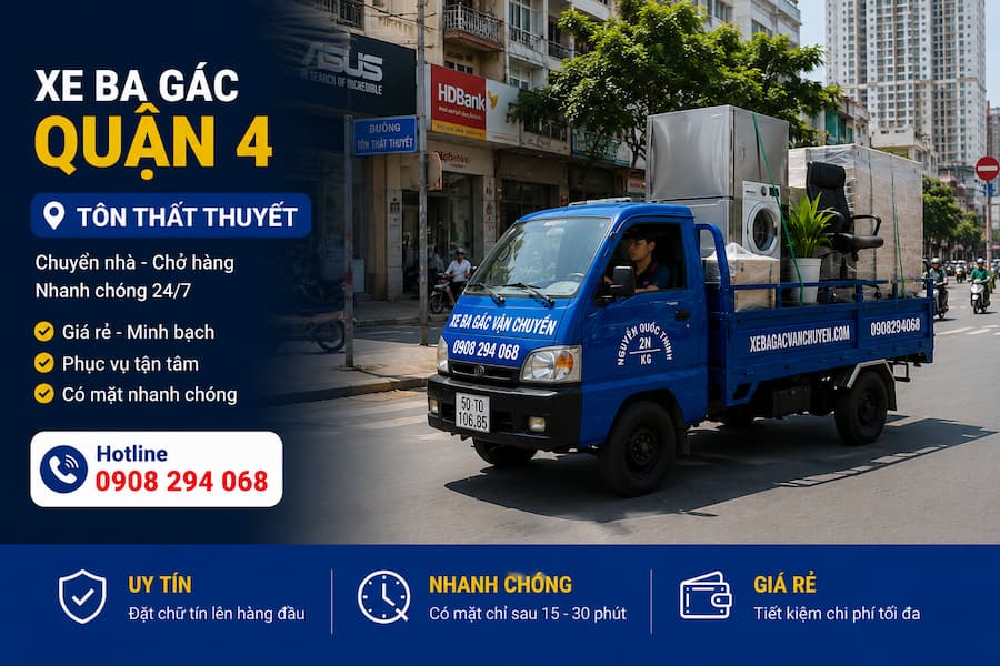 Xe ba gác chở thuê quận 4