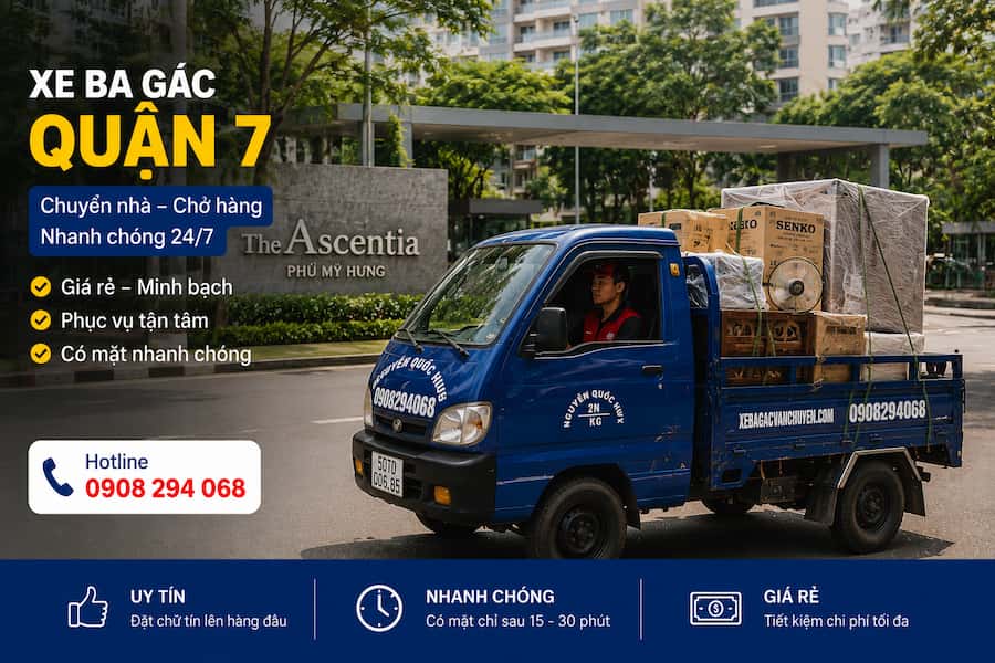 Xe ba gác chở thuê quận 7